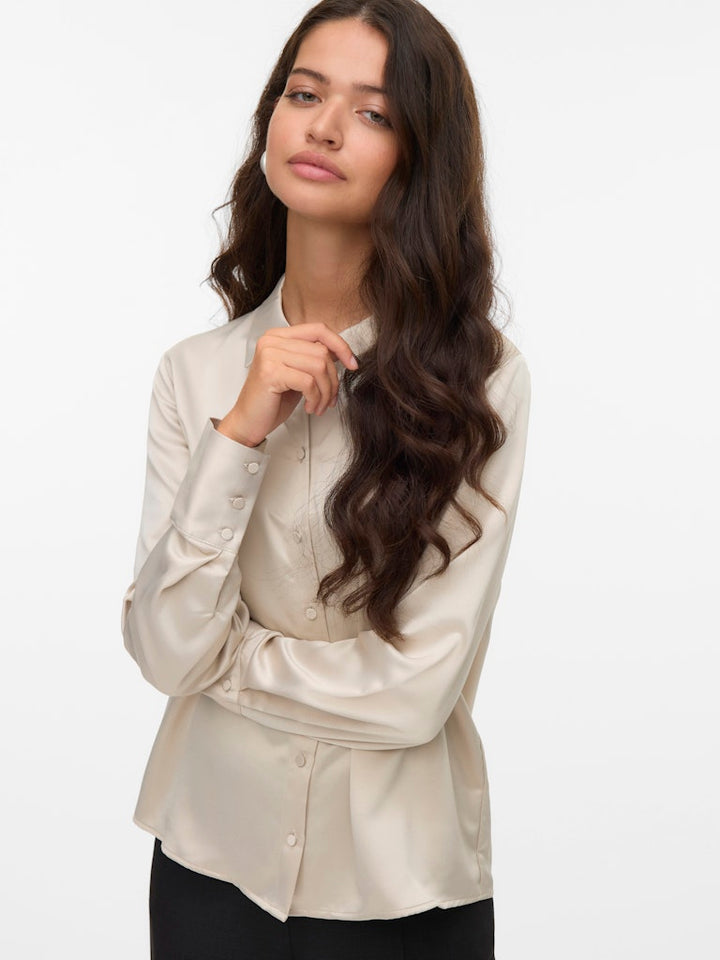 Vmmerle Ls Shirt Wvn Ga Noos - Zand