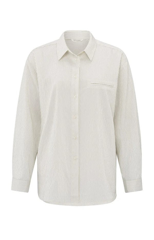 Flowy Pinstripe Shirt - Ecru Dessin