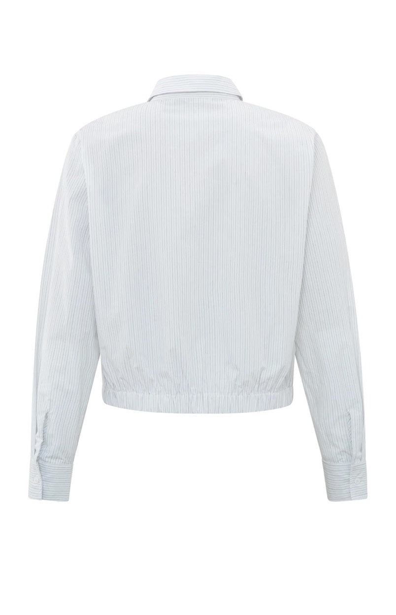 Striped Poplin Knotted Blouse - Wit Dessin