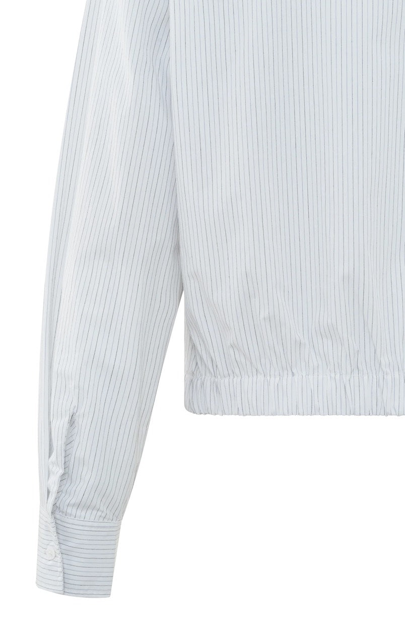 Striped Poplin Knotted Blouse - Wit Dessin