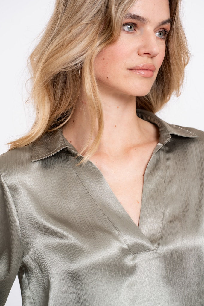 Satin Blouse - Groen Dessin