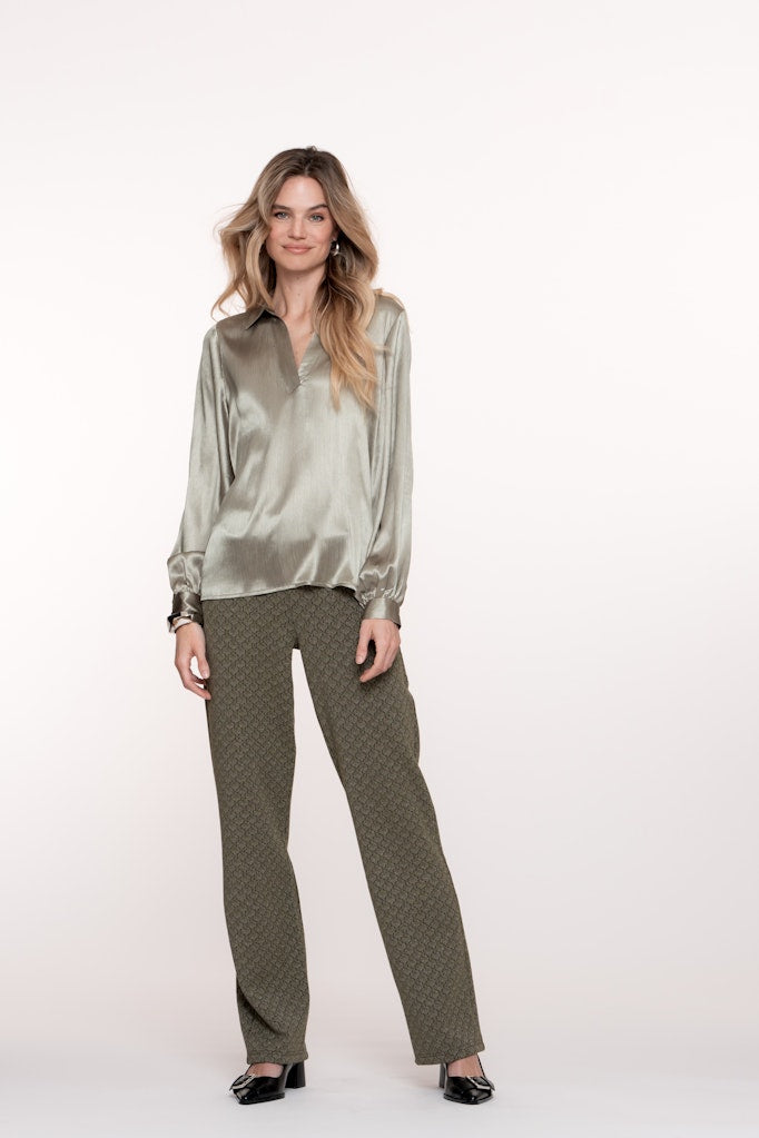 Satin Blouse - Groen Dessin