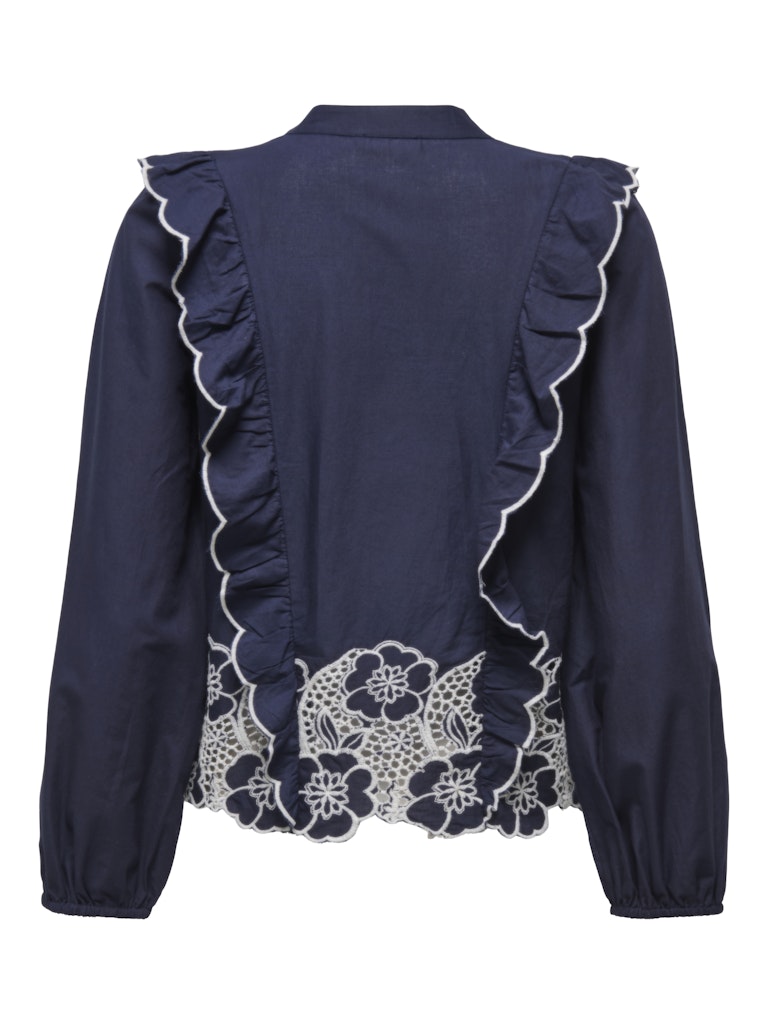 Jdyholly L/s Emb Top Wvn Exp - Blauw