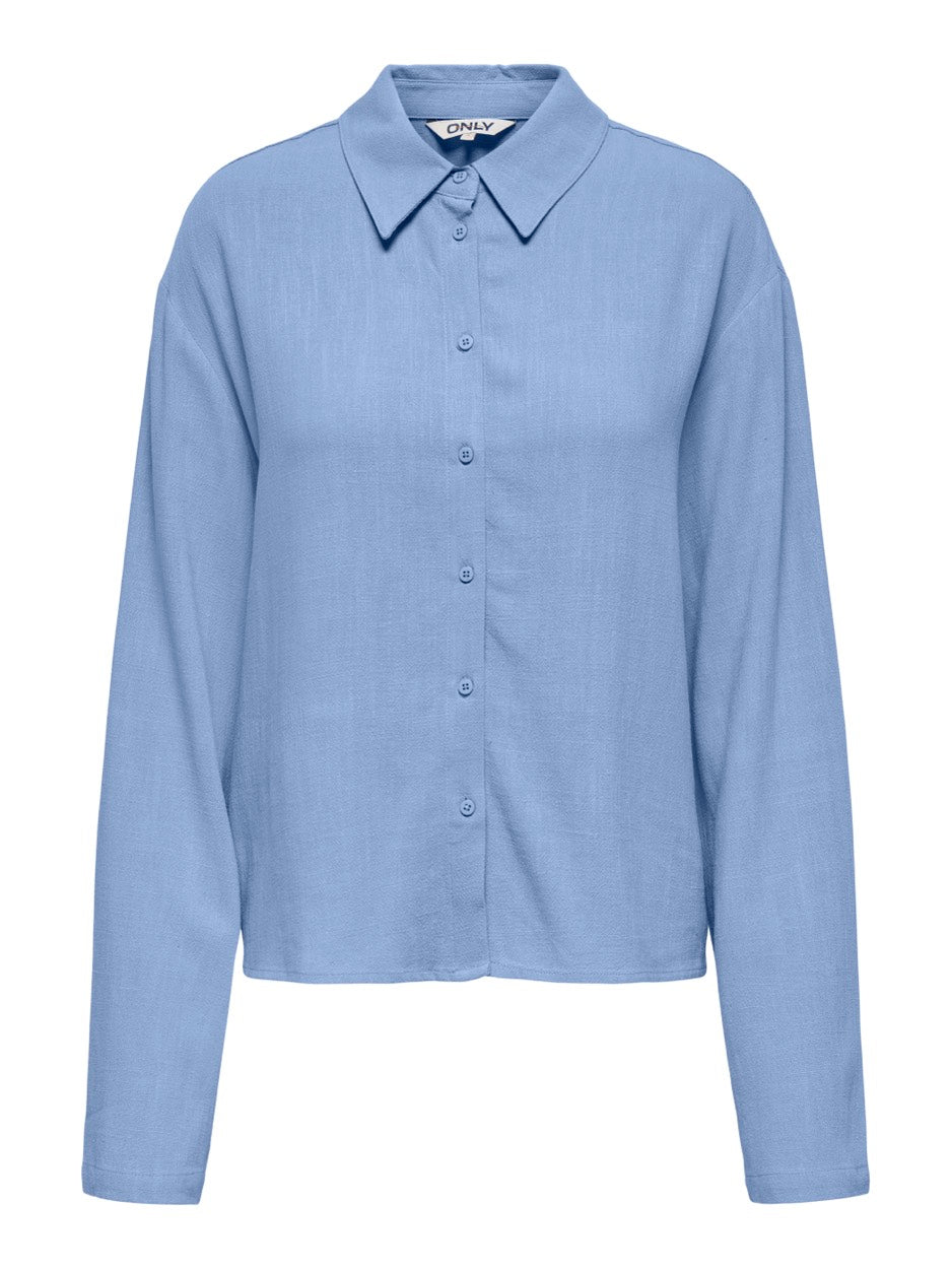 Onlsolvi L/s Linen Bl Shirt Cc Pnt - Lichtblauw