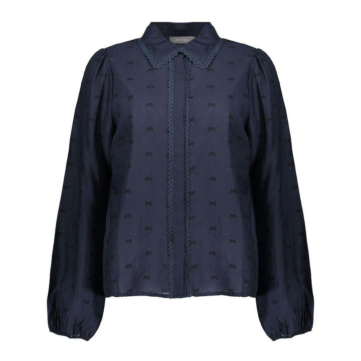 Blouse With Lace Details - Navy