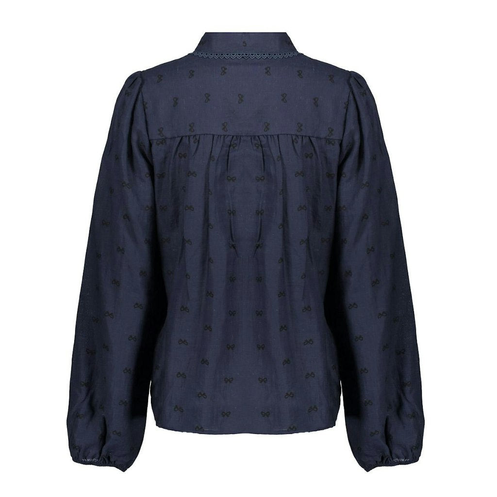 Blouse With Lace Details - Navy