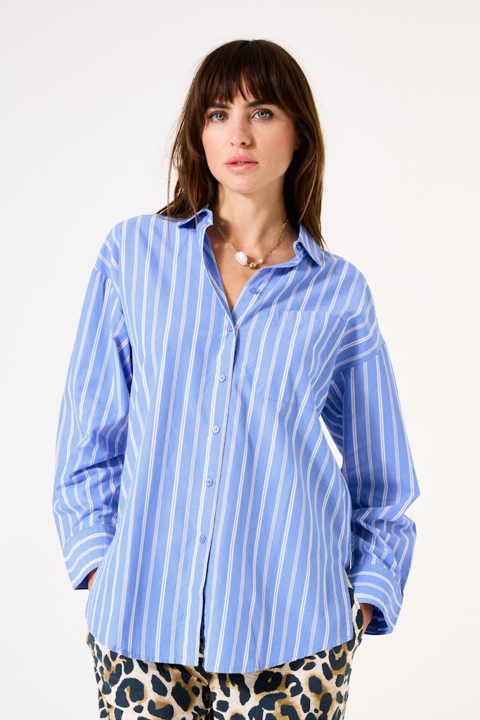 Blouse Lm - Blauw Dessin