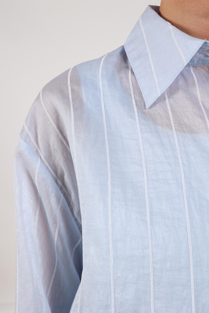 Iris Blouse Stripe - Blauw Dessin