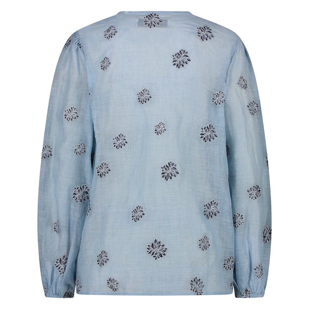 Kaoutar Blouse Embroidery - Blauw Dessin