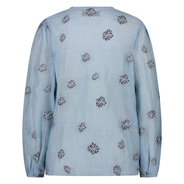 Kaoutar Blouse Embroidery - Blauw Dessin
