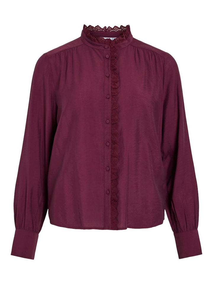Vimalima L/s Frill Shirt/pb - Aubergine