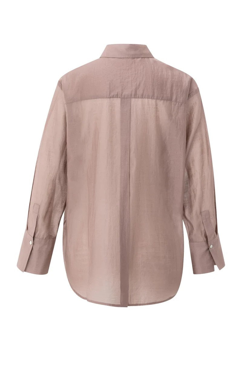 Sheer Blouse With Back Slit - Mauve