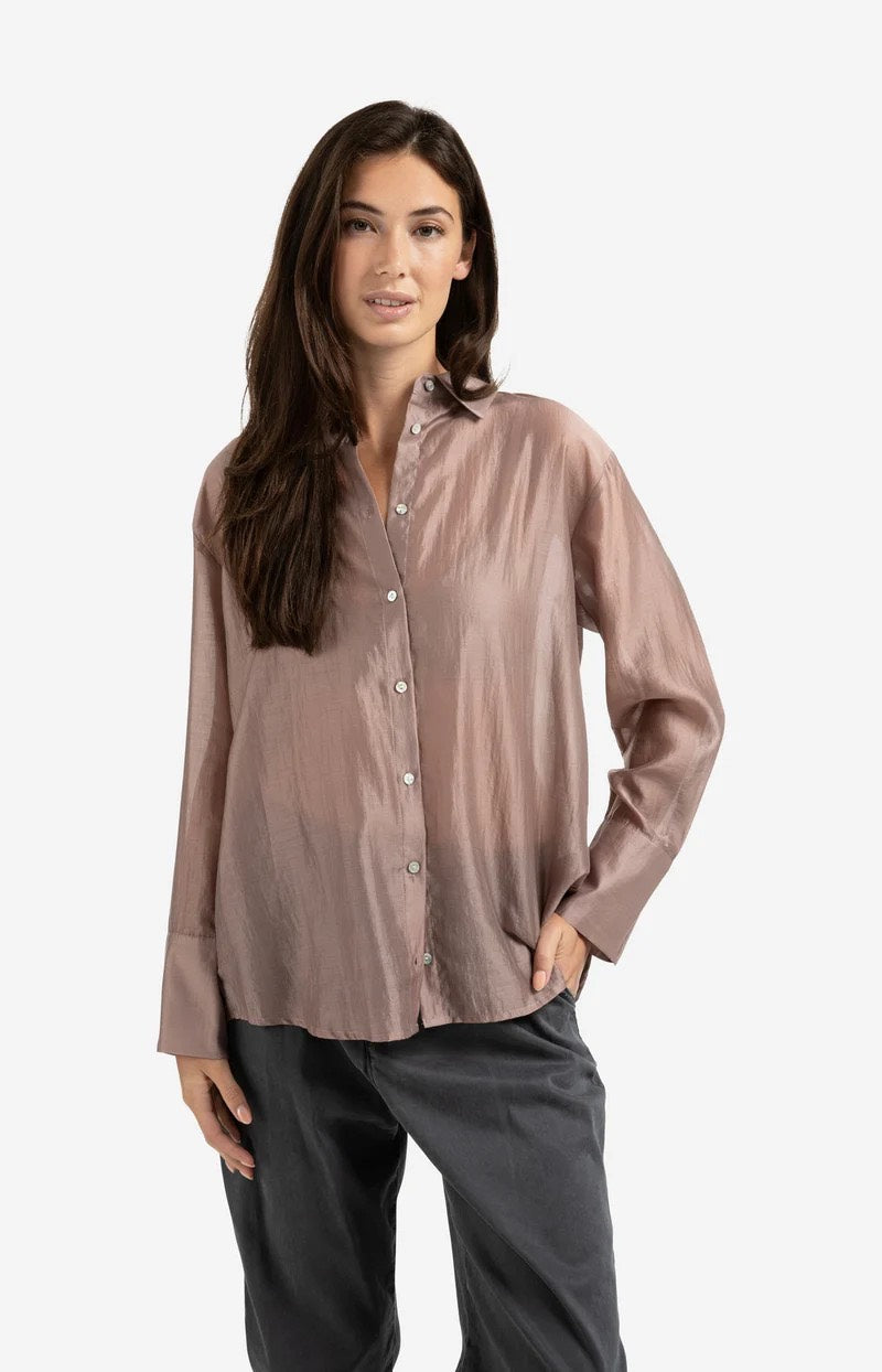 Sheer Blouse With Back Slit - Mauve