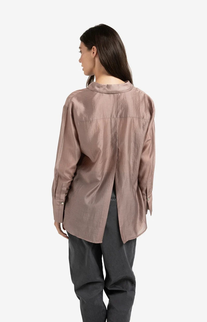 Sheer Blouse With Back Slit - Mauve