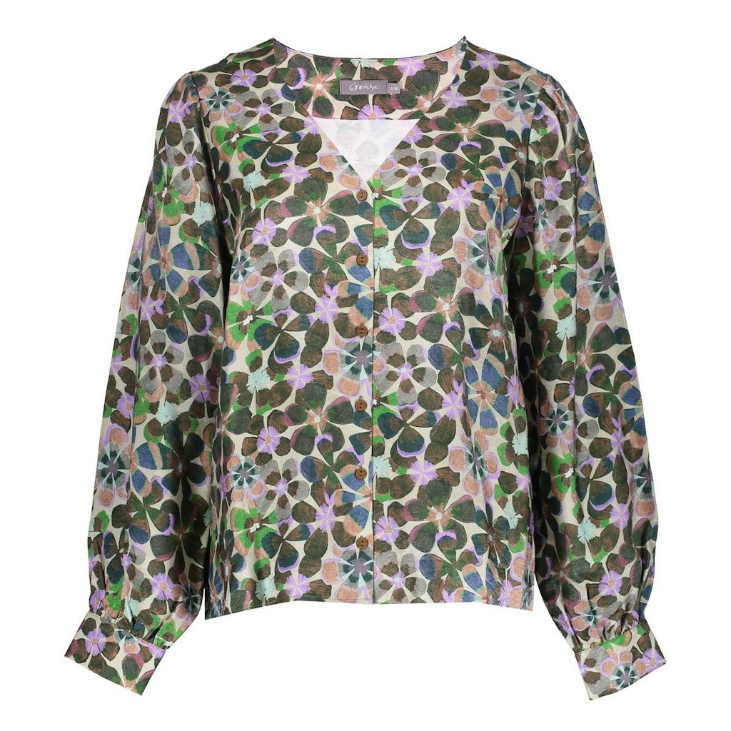 Blouse Flowers - Paars Dessin