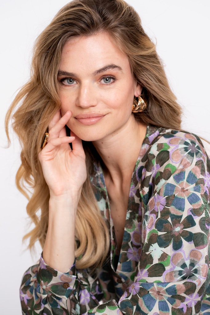 Blouse Flowers - Paars Dessin