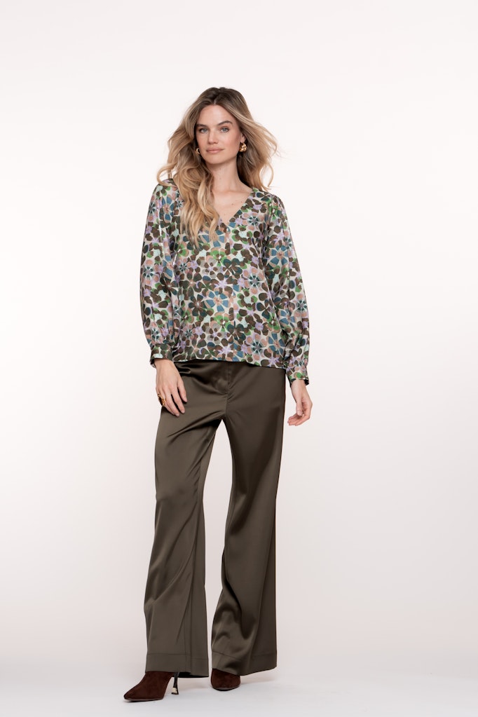 Blouse Flowers - Paars Dessin