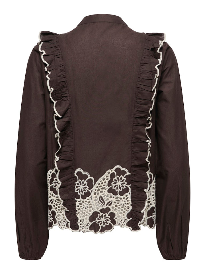 Jdyholly L/s Emb Top Wvn Exp - Bruin Dessin