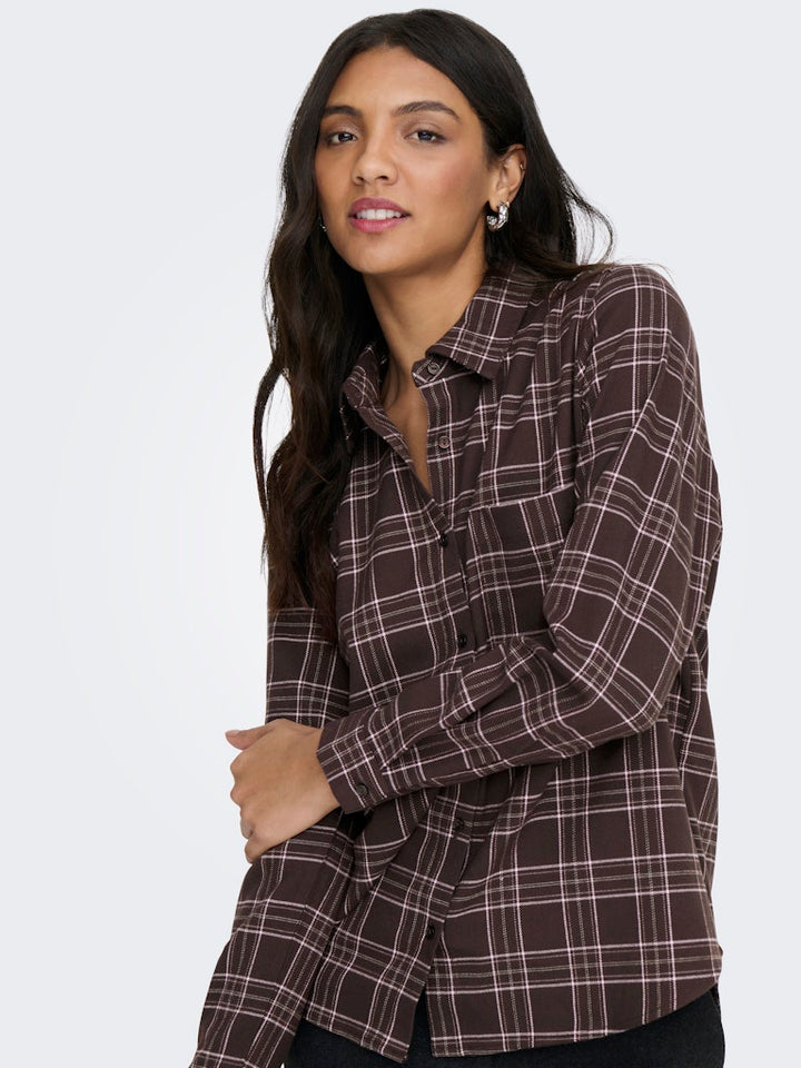 Onlwren Check Shirt - Bruin Dessin