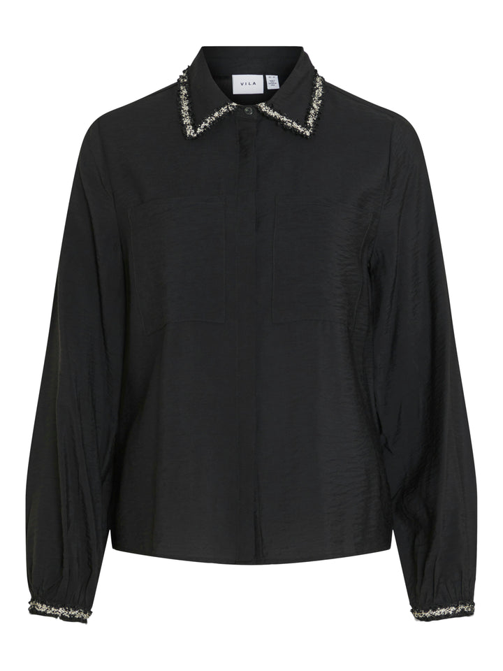 Vidogma O-neck Ls Detail Shirt - Zwart