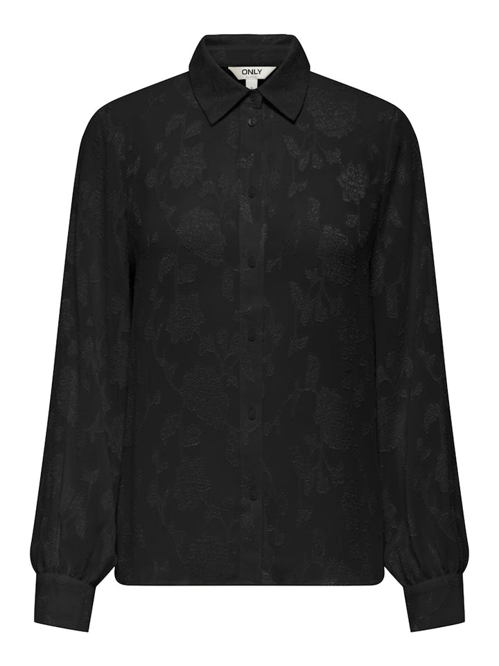 Onldoreen Ls Jaquard Shirt Wvn Cs - Zwart