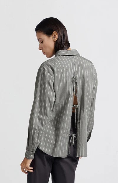 Striped Shirt With Bows - Grijs Dessin