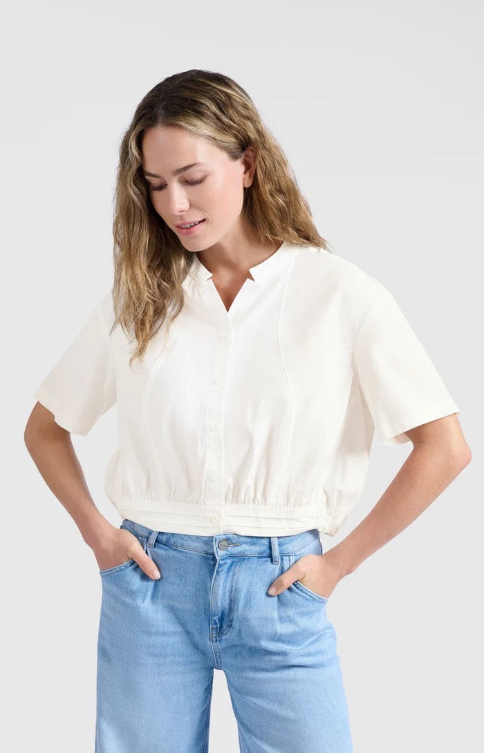 Blouse W. Drawcord And Cut Sea - Off-white