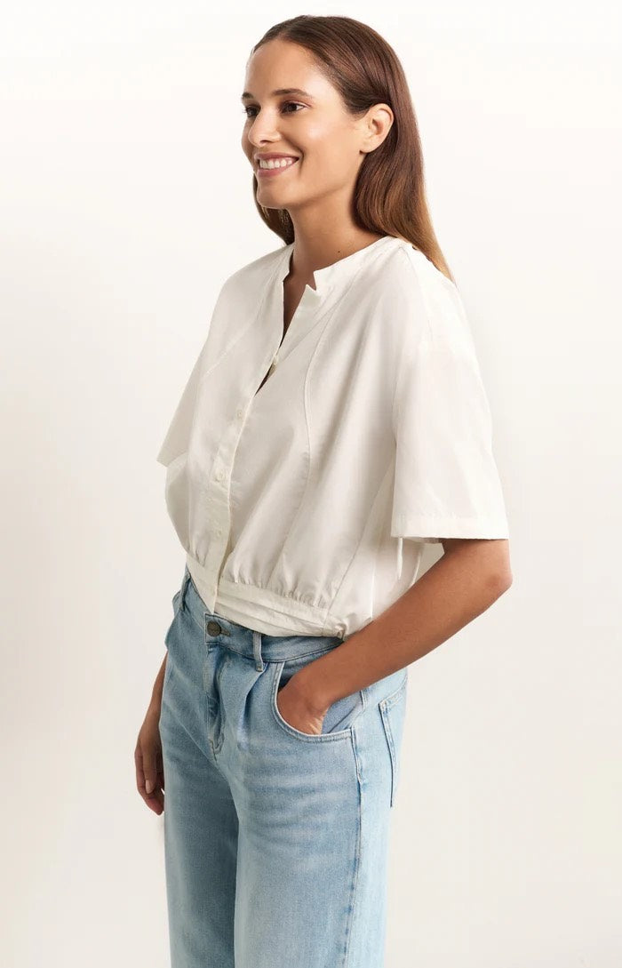 Blouse W. Drawcord And Cut Sea - Off-white