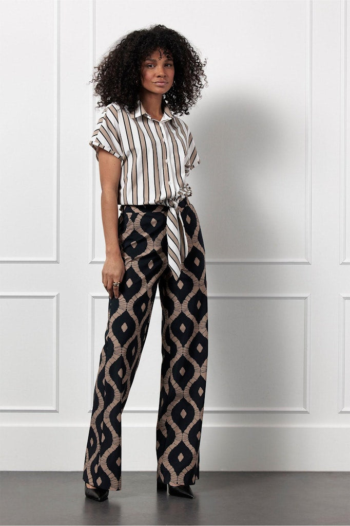 Lena Stripe Blouse - Ecru Dessin