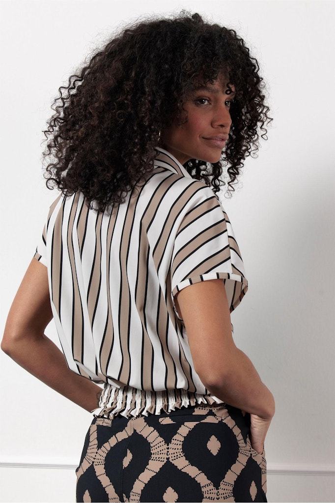 Lena Stripe Blouse - Ecru Dessin