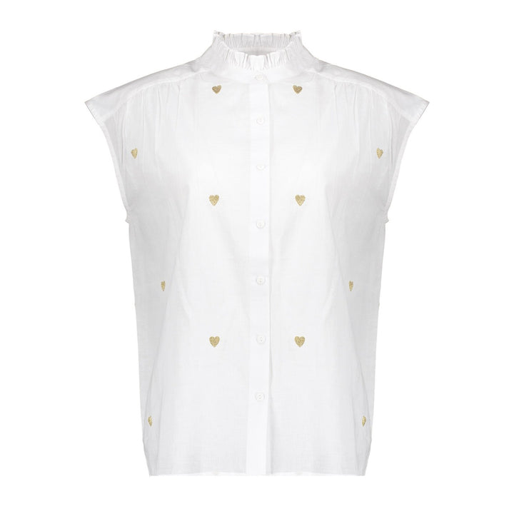 Blouse Lurex Hearts - Wit Dessin