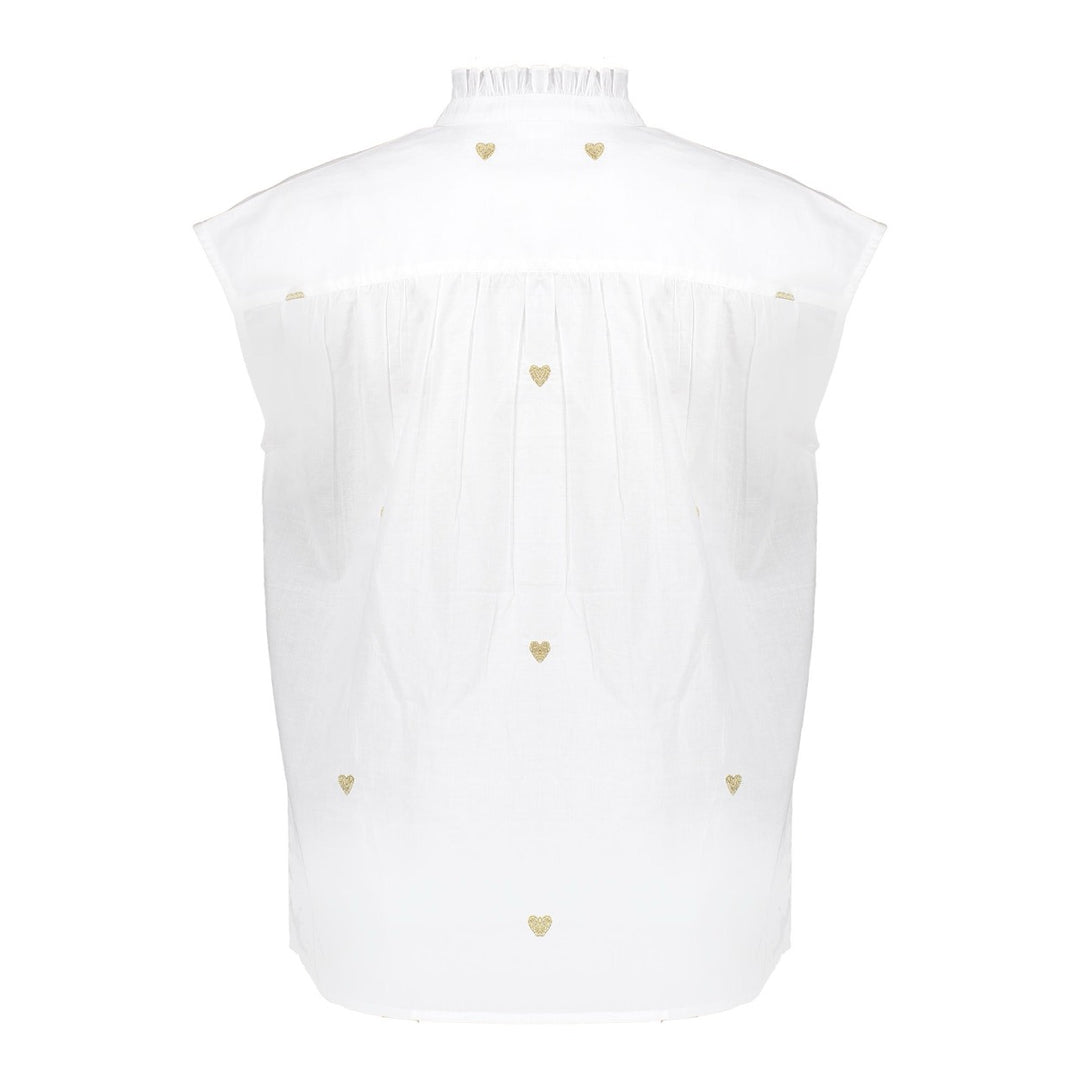 Blouse Lurex Hearts - Wit Dessin