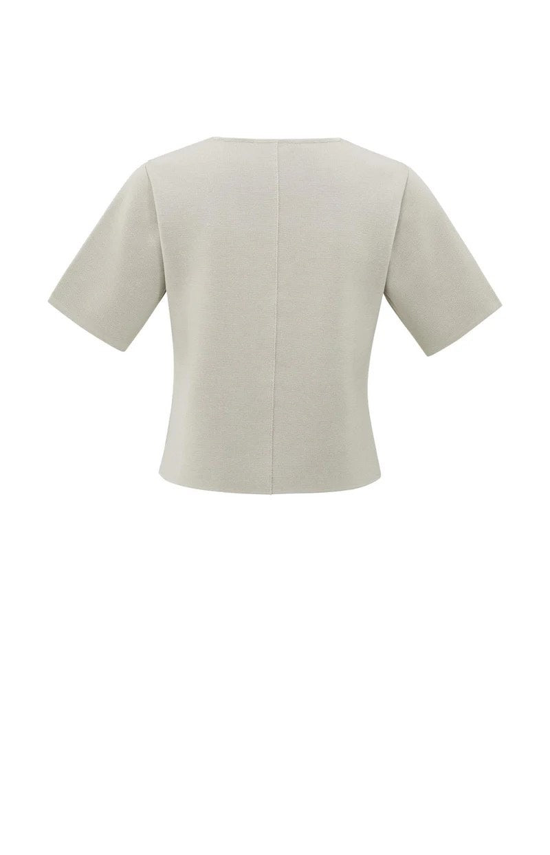 Knitted Top With Short Sleeves - Licht Bruin