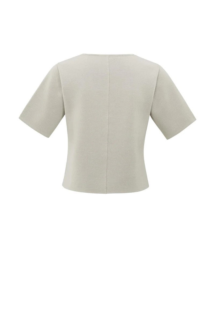 Knitted Top With Short Sleeves - Licht Bruin