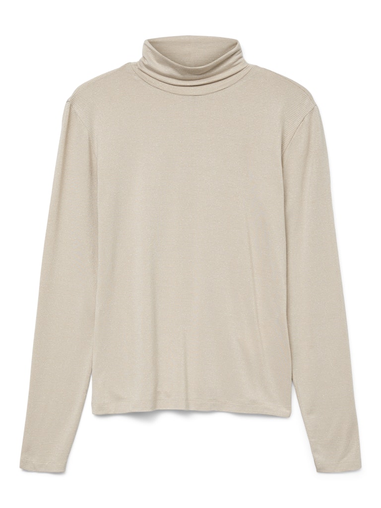 Vmlava Glitter Ls Highneck Top Noos - Ecru Dessin