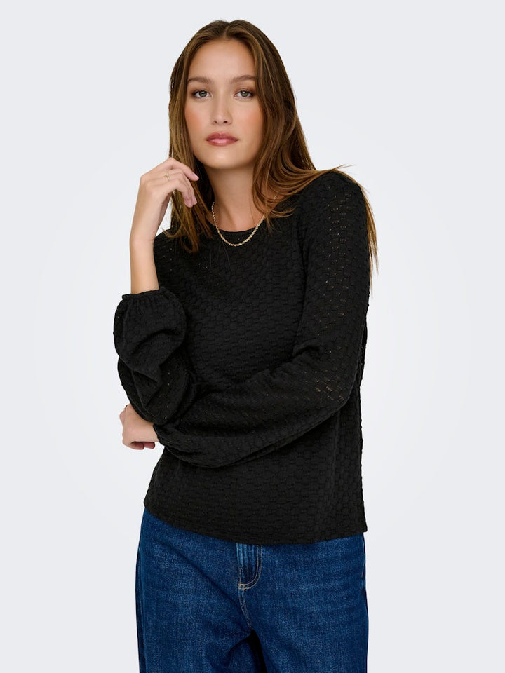 Onlbelle Life L/s Top Jrs - Zwart