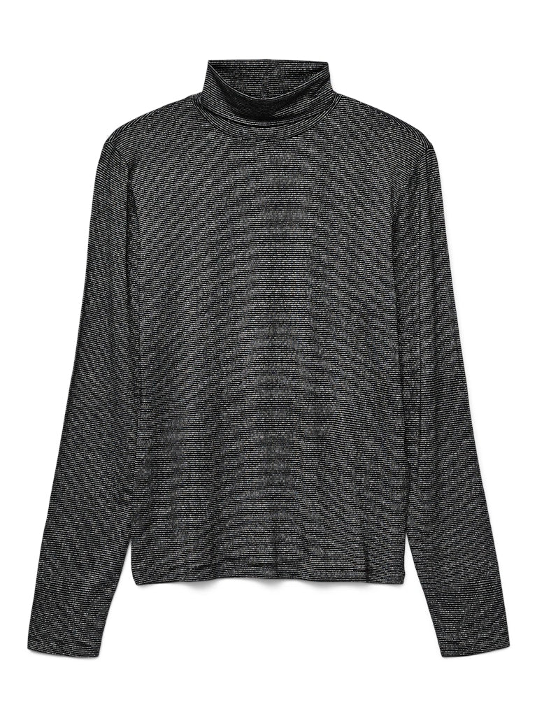 Vmlava Glitter Ls Highneck Top Noos - Zwart Dessin