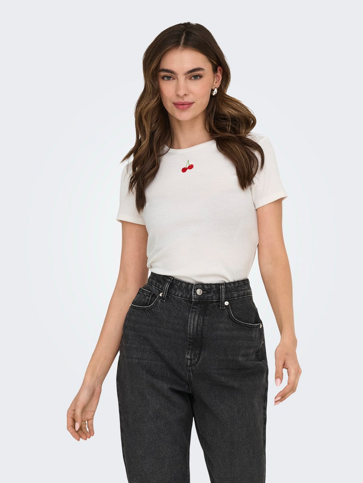 Onldaniella Ss Rib Top - Off-white