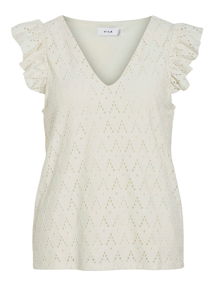 Viamalina V-neck C/s Top/pb - Off-white