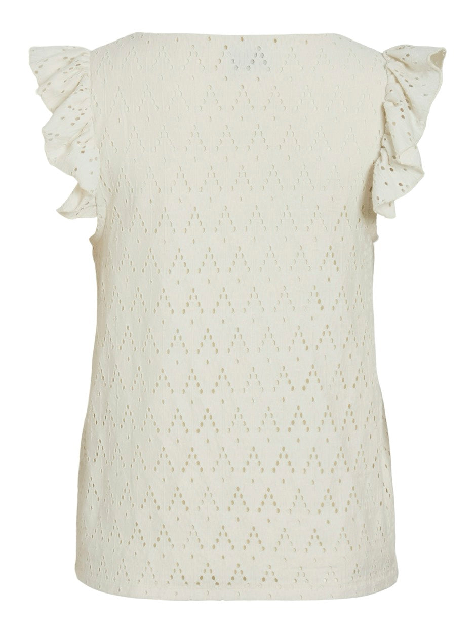 Viamalina V-neck C/s Top/pb - Off-white