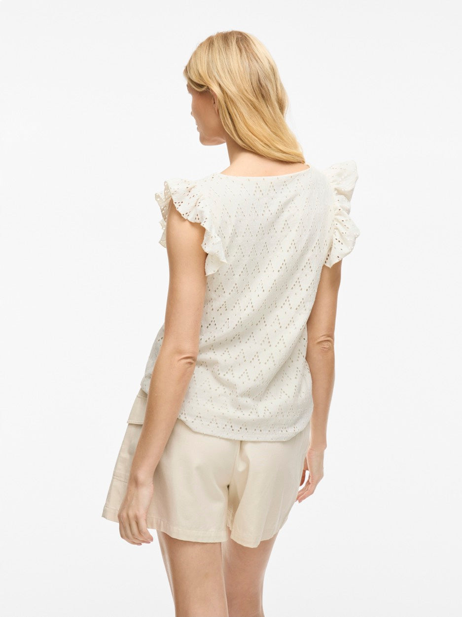Viamalina V-neck C/s Top/pb - Off-white