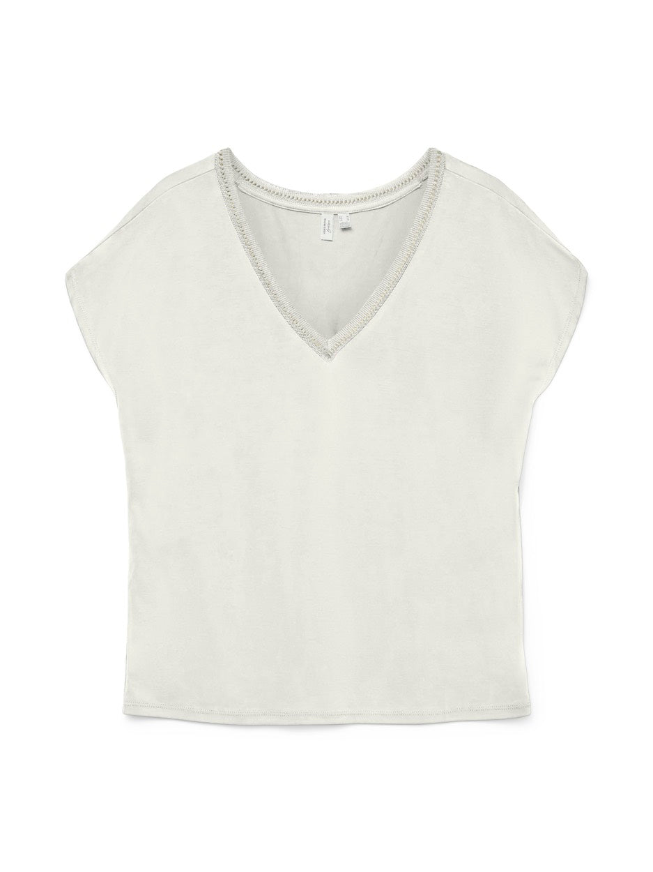 Vmbatila C/s V-neck T-shirt Jrs Btq - Off-white