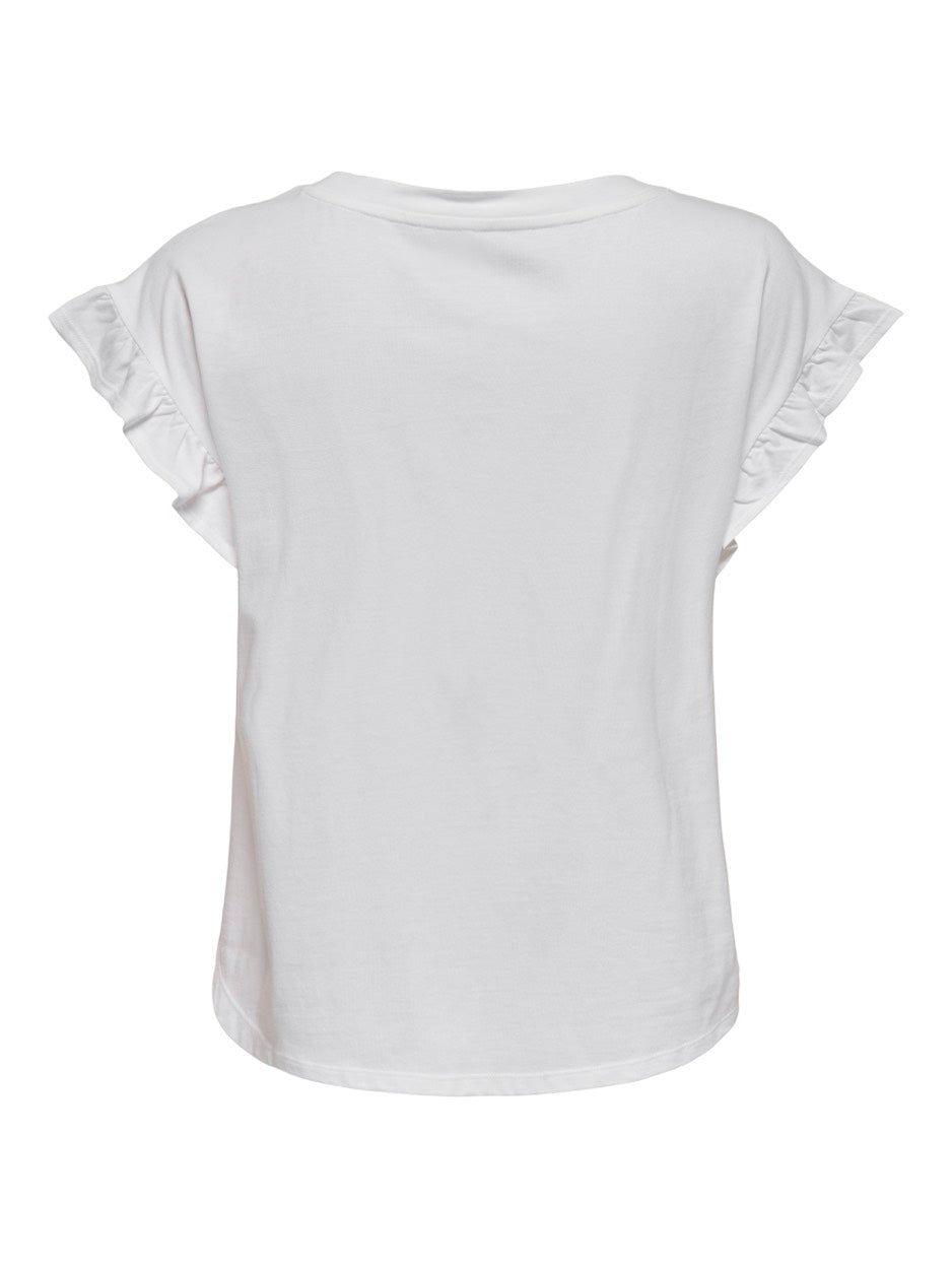 Onlgrape S/s Frill O-neck Top Jrs - Off-white