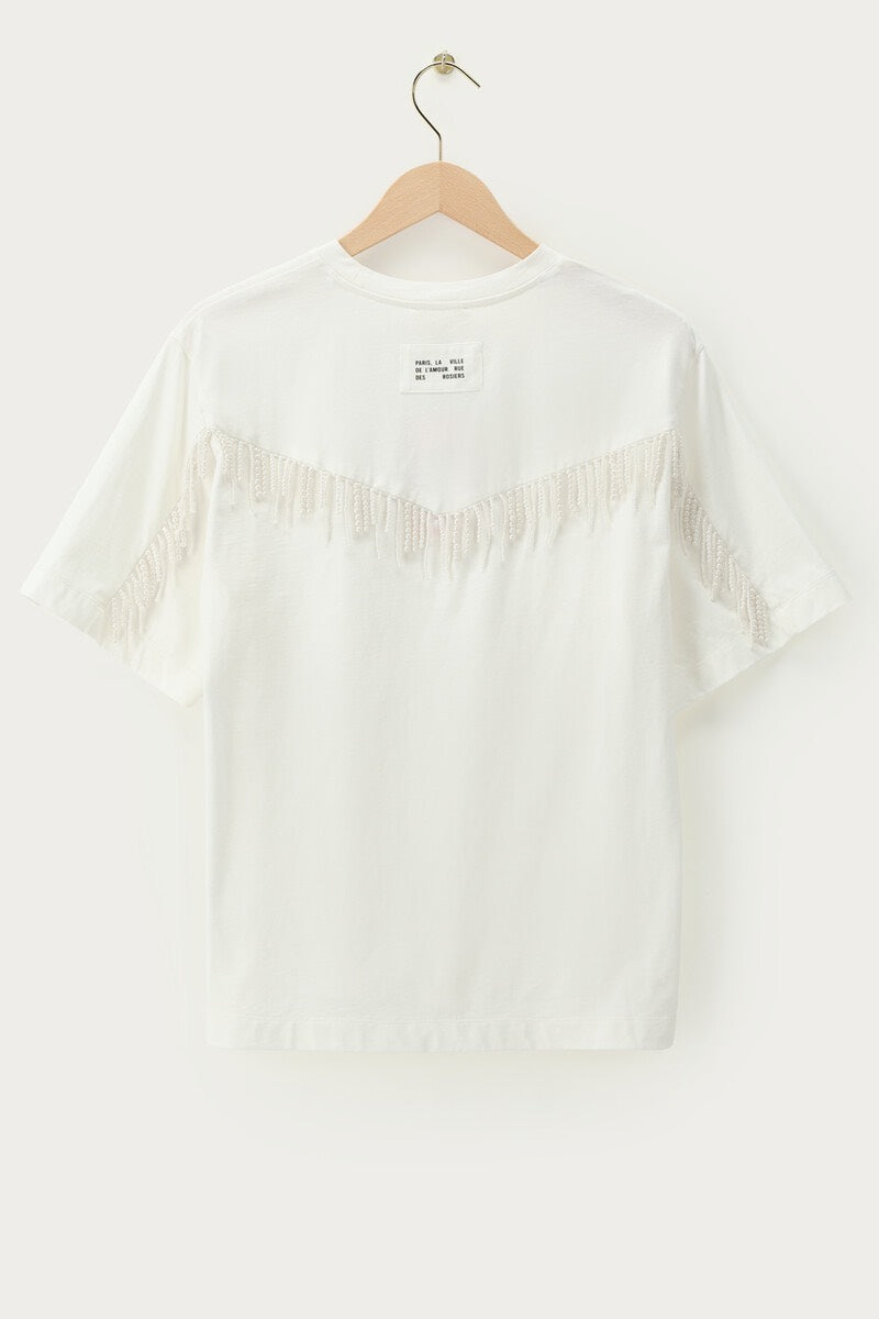 Wit T-shirt Met Imitatieparels - Off-white