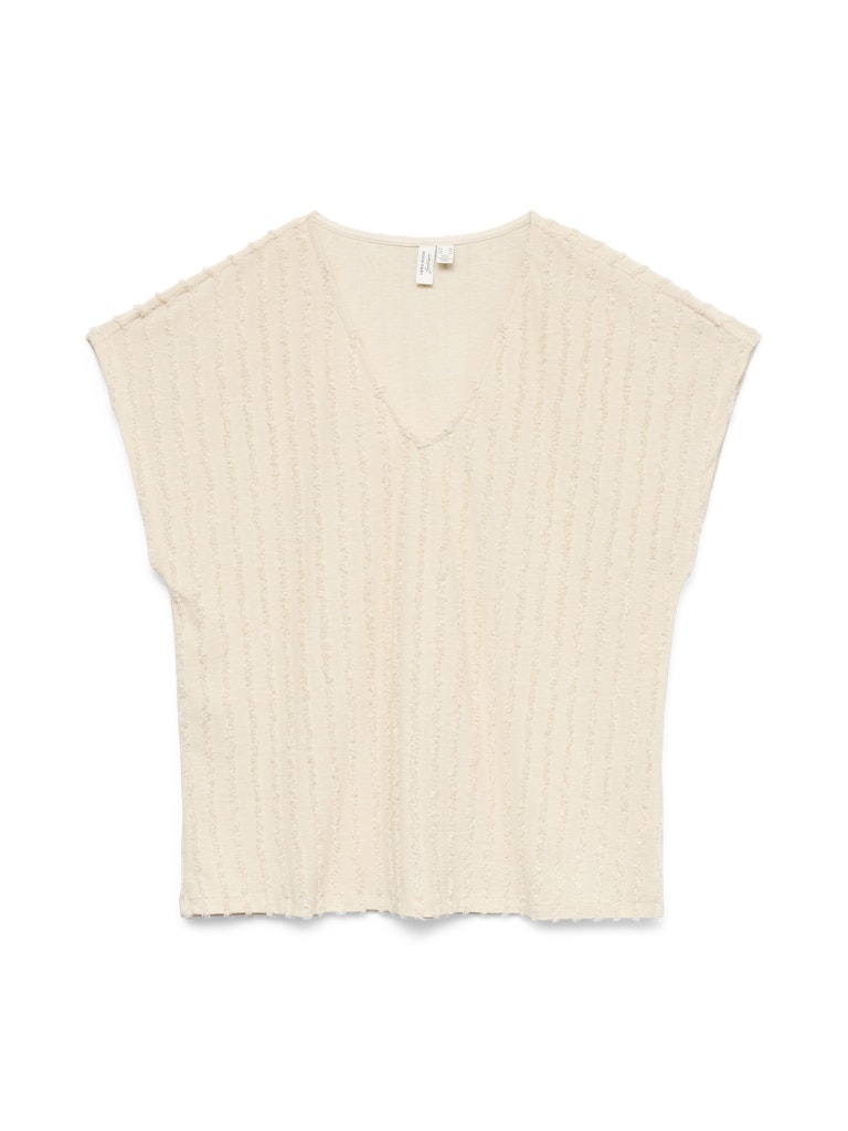 Vmgloriana S/s V-neck Top Jrs Btq - Beige