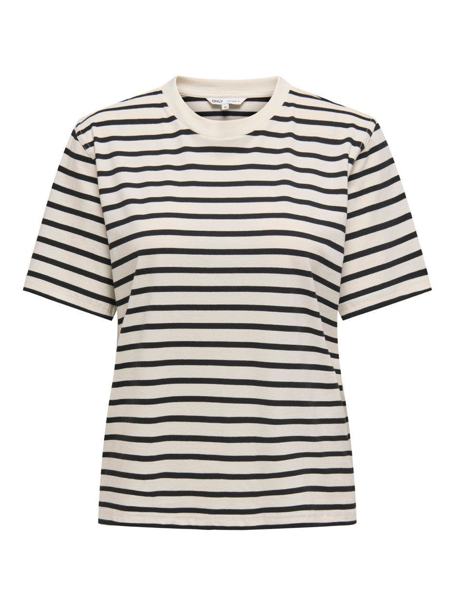ONLY Dames Onllivina S/S Stripe Tee JRS T-shirt, Snoep/strepen: witte strepen, S