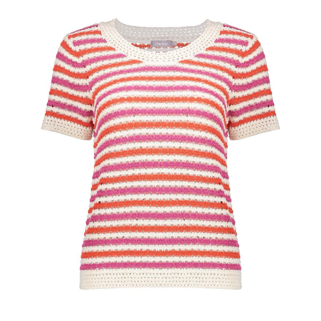 Top Knitted Short Sleeves - Ecru Dessin