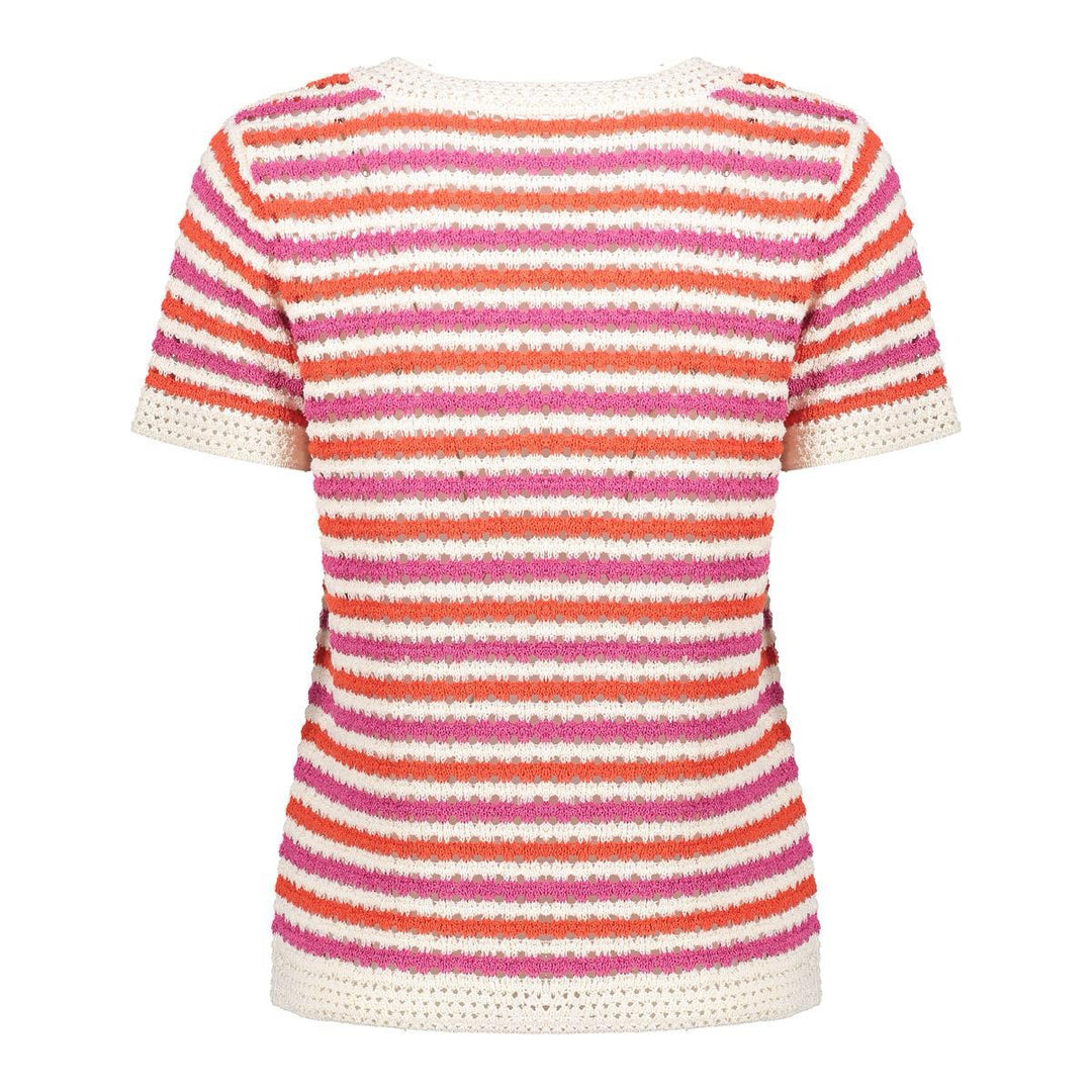 Top Knitted Short Sleeves - Ecru Dessin