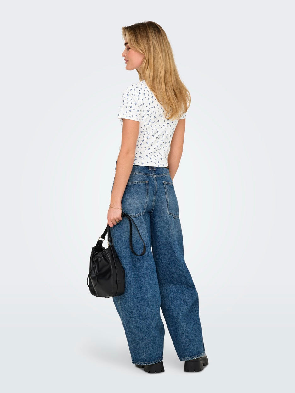 Onlfenja Life Ss Aop Top Jrs Noos - Wit Dessin