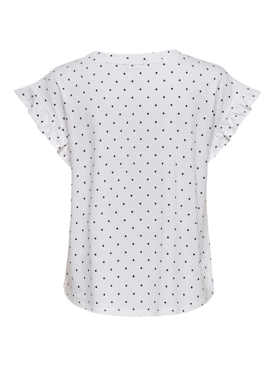 Onlgrape S/s Frill O-neck Top Jrs - Wit Dessin